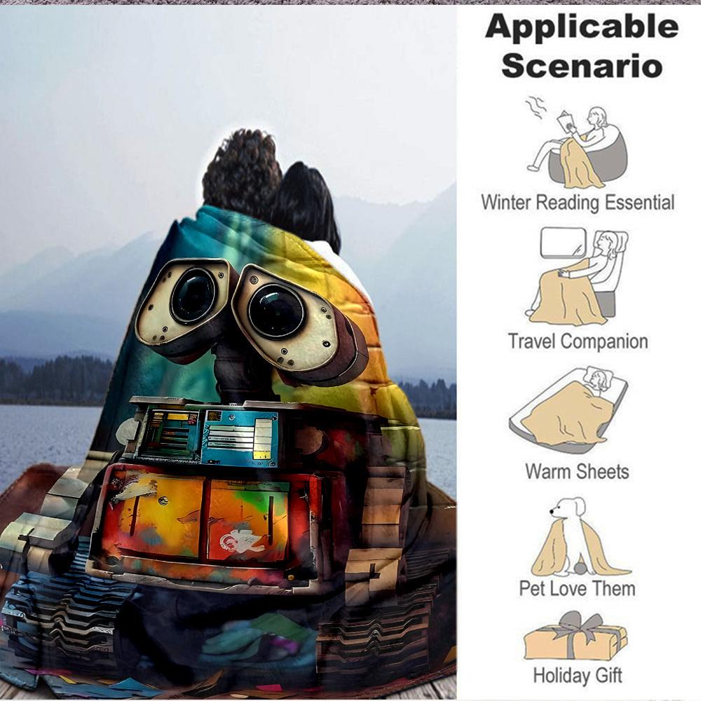 1pc Robo Art Flannel Throw Blanket HD Printed Lightweight Soft Warm All Season Blanket for Sofa, Bed, Travel, Camping Machine Washable
