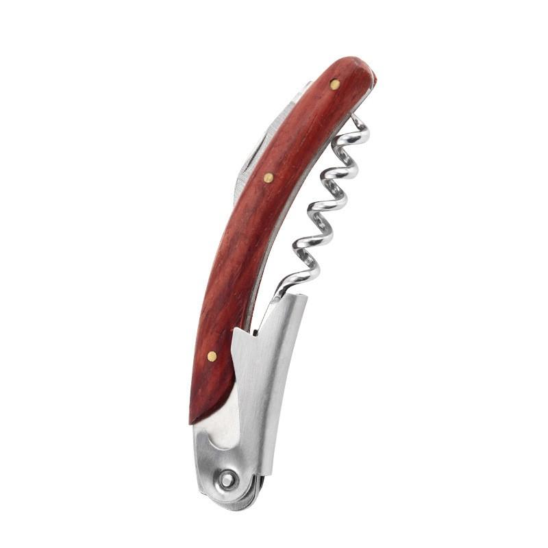 Stainless Steel Corkscrew Wine Opener With Wooden Handle Portable Folding Tool Home Bar Gift