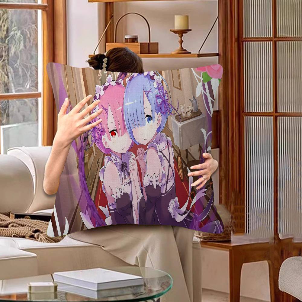 Anime Re Zero Rem Gaming Cushion Cover Pillowcase Upholstery Sofa Throw Pillow Home Decor Pillowcas