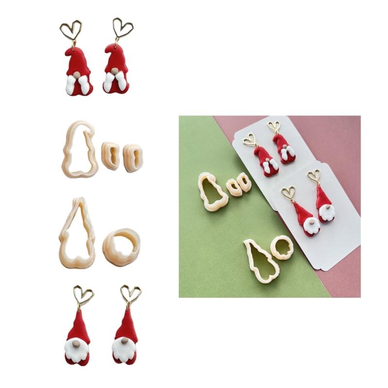 5Pcs Christmas Themed Clay Cutter Clay Earring Molds for Earrings Making, Clay Earring Cutter Tool for Jewelry Making