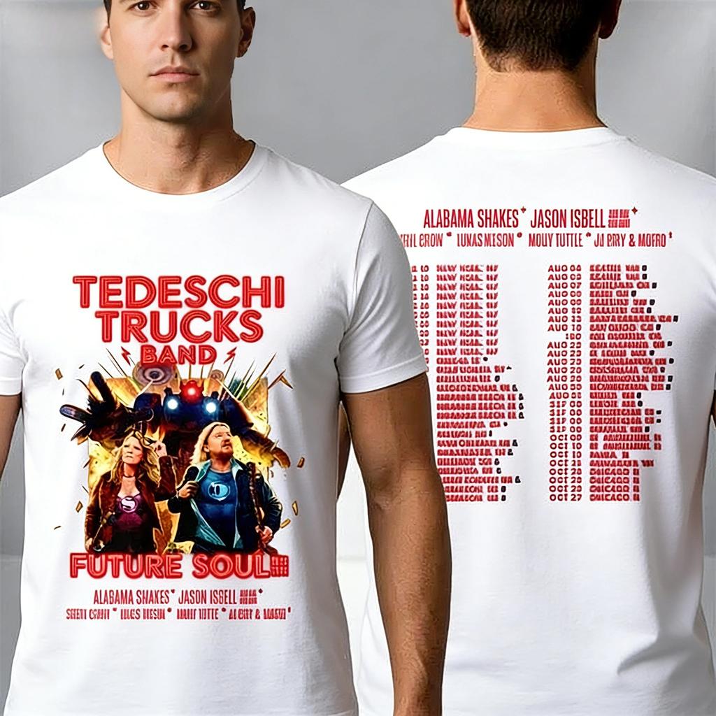 Moda letnia 2026 Modny T-shirt Tedeschi Trucks Band Future Soul Trasa 2026 Ameryka Północna Vintage Męski_Damski Rock Revival Koszulka Koncertowa Y2k