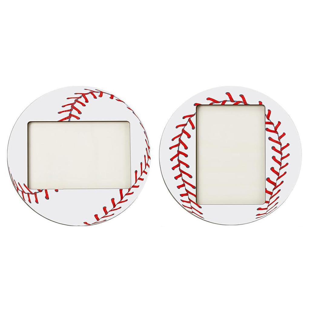2Pcs Wood Baseball Soccer Photo Frames Sports Themed Tabletop Display Picture Holders for Home Decors for Athletes Teams
