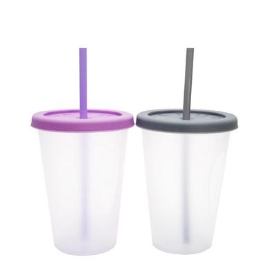 Agafura Heart Attack Straw Cup 400ml, zestaw 2 szt., fioletowy, szary, 2 szt