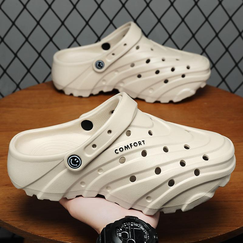 Shoes men's hole shoes soft-soled bag head half-drag breathable not stuffy feet sandals thick-soled fashionable versatile casual shoes