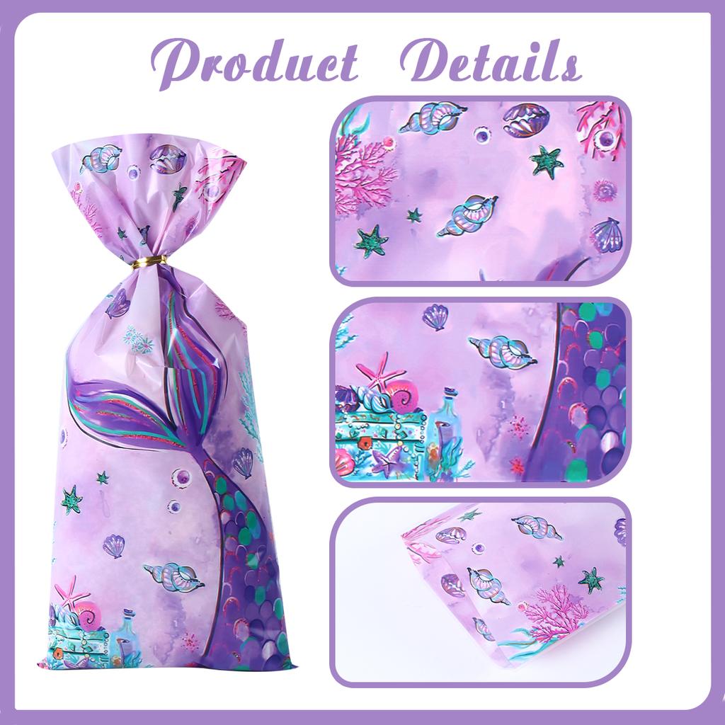 Purple Mermaid Paper Gift Bags Candy Boxes Kids 1st Mermaid Theme Birthday Party Decoration Girl Baby Shower Decoration