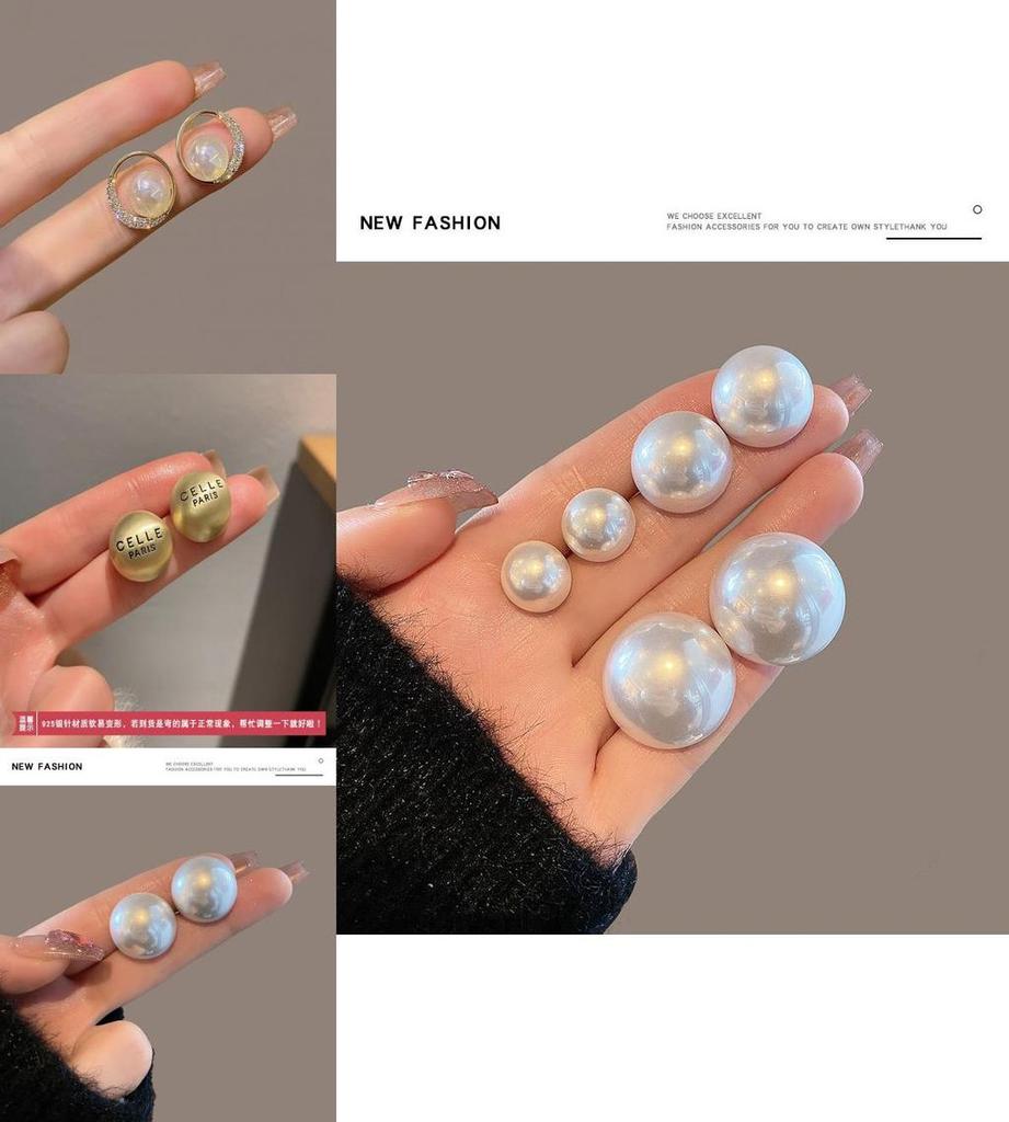 Large Pearl Hoop Earrings Fashionable And Versatile Ear Decorations