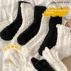 Women's Black & White Coral Fleece Mid-tube Socks - Thick, Warm, Twisted Design for Autumn & Winter