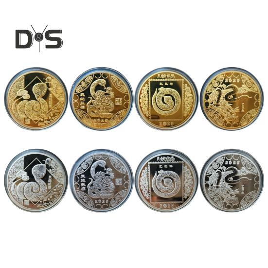 2025 Snake Commemorative Coin Chinese New Year Collectible Iron Coin Year of The Snake Badge Coin for Wealth And Good Luck