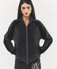 Rawmantics Color Block Velvet Track Jacket Zip-Up Black