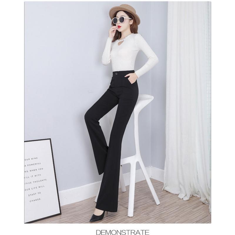 OL Office Workwear Summer High Waist Women's Wide Leg Capris Suit Pants for Women Skinny Flare Pants Woman Trousers Black