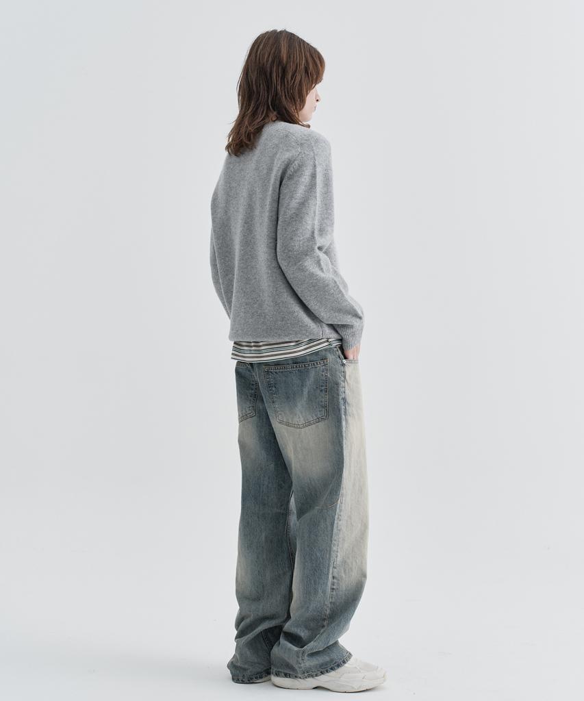 EZIO Plain Round Knit_Melange Gray