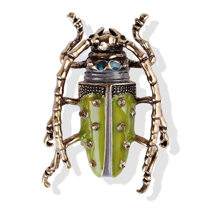 Beetle Unicorn Lapel Pins Shiny Metal Pins Personality Insect Fashion Clothes Jewelry Accessories Badges Rhinestone Crafts Gifts