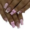 Glänzende Rosa Französische Schleife Klebenägel – Niedliches & Vielseitiges Nagelkunst-Set (24 Stück)