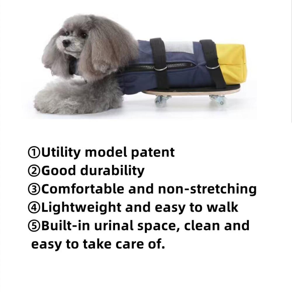 Pet Dog Tow Strap – Scooter Dog Lower Body Towing Bag, Walking Aid For Disabled Dogs With Limb Problems (S/M/L, Red/Blue, With Skateboard)
