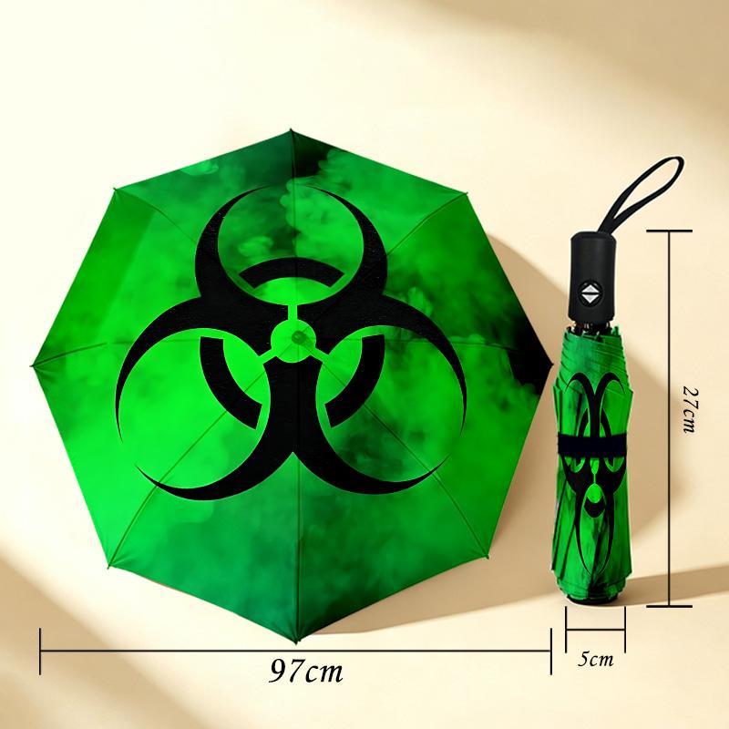 Biohazard Zone 8 Ribs 3Fold Black Glue Uv Protection Umbrella Sun Protection Rainproof Compact Folding Umbrella For Travel Daily Use C9241646