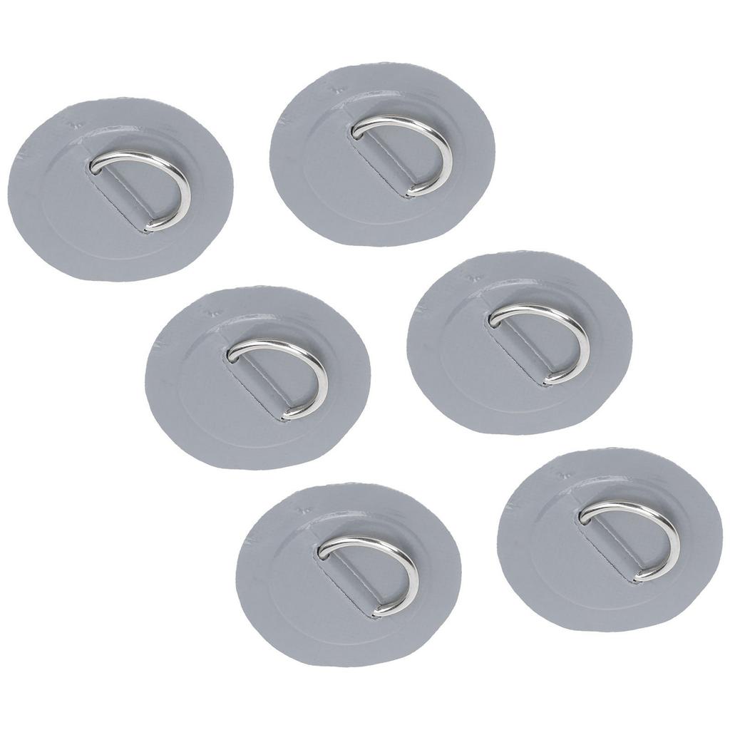 6 Pcs PVC D Ring Patch Elastic Rope Set Stainless Steel D Ring Patch Bungee Cord SetGray