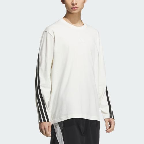 adidas Men's Casual Crew Neck Long Sleeve Striped T-Shirt - Han Jade White