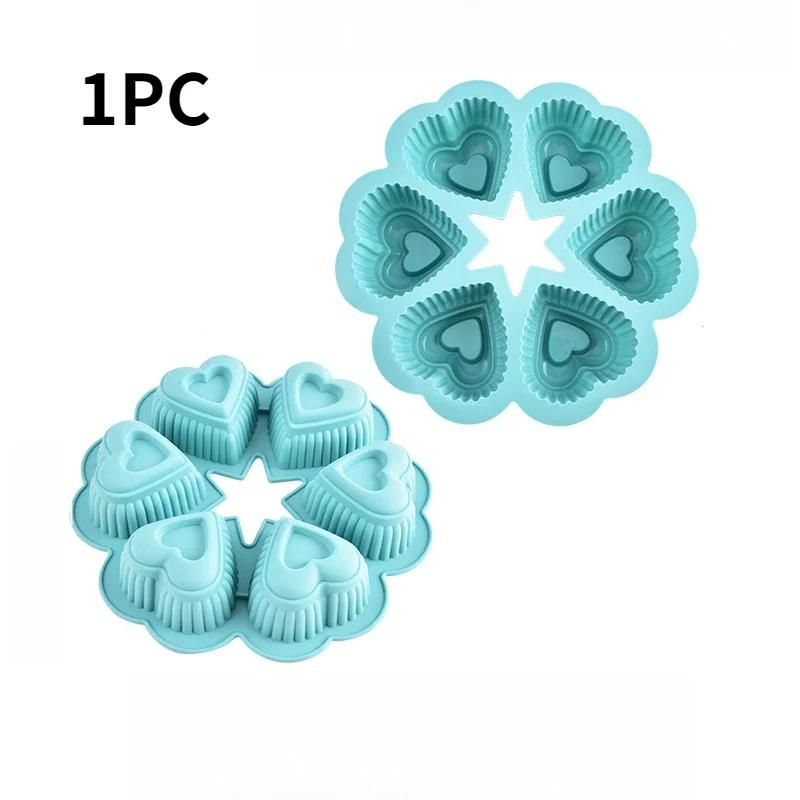 1PC 6-Link Love Shaped Horseshoe Cake Mold Handmade Chocolate Cookie Mould Easy Release Baking Supplies