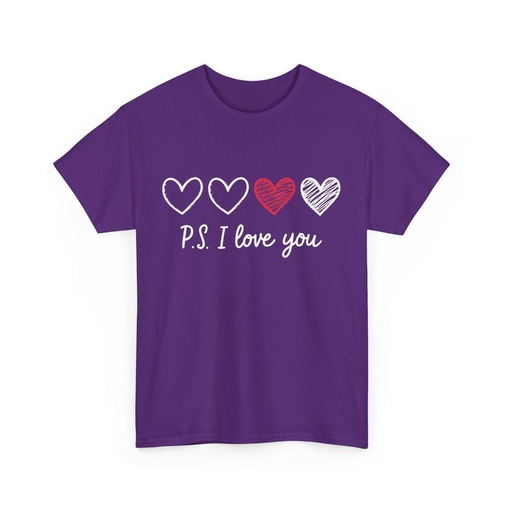 PS I Love You Day Valentine s Day Purple Heart Women Men Kid T-Shirt Unisex T-Shirt M