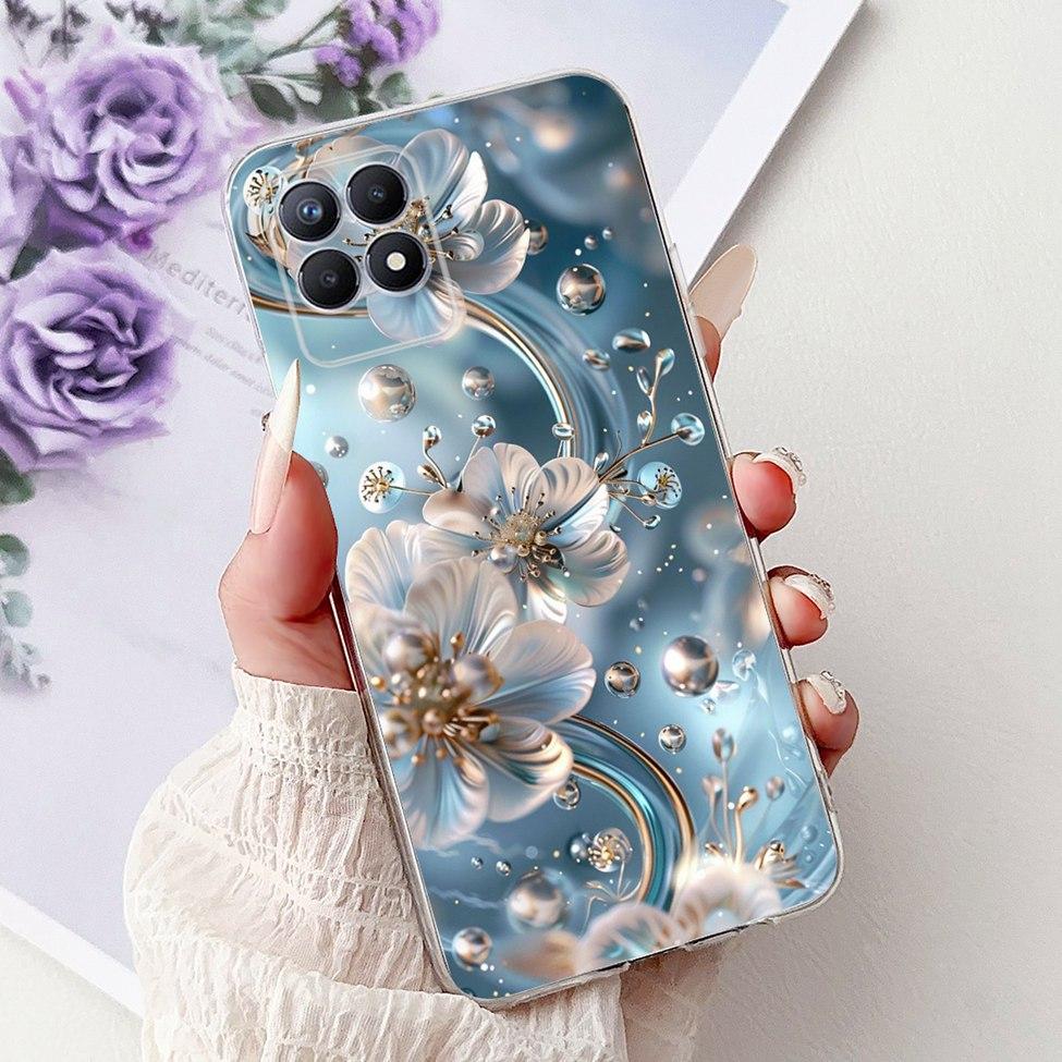 Clear Cover For Realme 8i Case RMX3151 Luxury Butterfly Love Flowers Cool Painted Phone Case For Realme Narzo 50 RMX3286 Cover