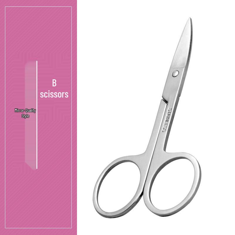 Stainless Steel Eyebrow, Nose, and Beauty Scissors with Round, Curved, and Pointed Heads