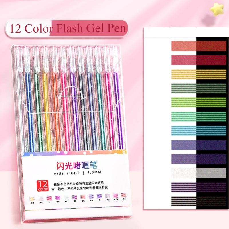 Glitter Gel Pens Pack Colored Glitter Pens, Colorful Sparkles Gel Markers for Journaling Coloring Art Crafting Supplies