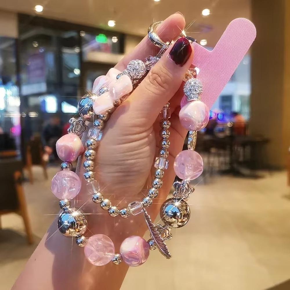 

Double Chain Feather Phone Hanging Chain Short Girls Phone Pendant Female Lady Girl