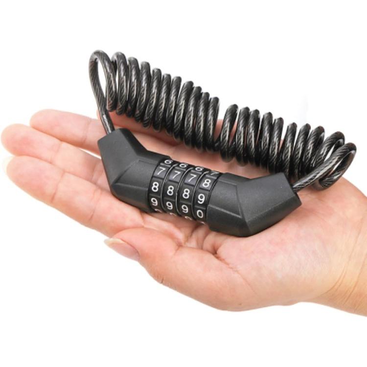 2 Pack Motorcycle Helmet Locks, 4 Digit Bike Cable Lock, Tough Combination PIN Locking Device, 59In Retractable Bicycle Wheel Security Locking Chain