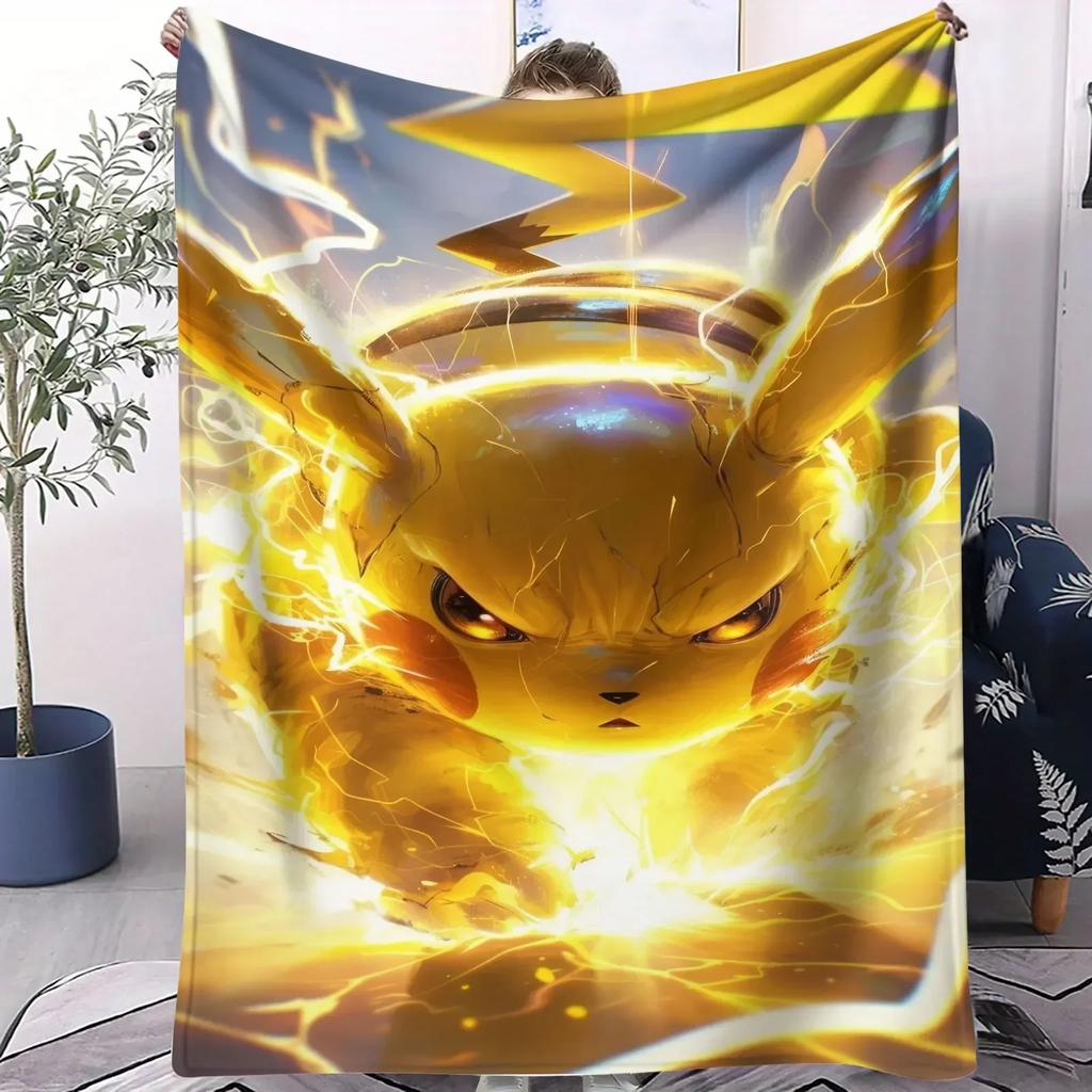 Pokemon Starter Pokemon Scenic Flannel Blanket Cartoon Anime Soft Warm Plush Throw Sofa Bed Couch Cover Camping Travel Fans Gift