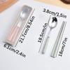 2-in-1 Edelstahl Löffel Essstäbchen Set Reiseset mit Plastikbehälter