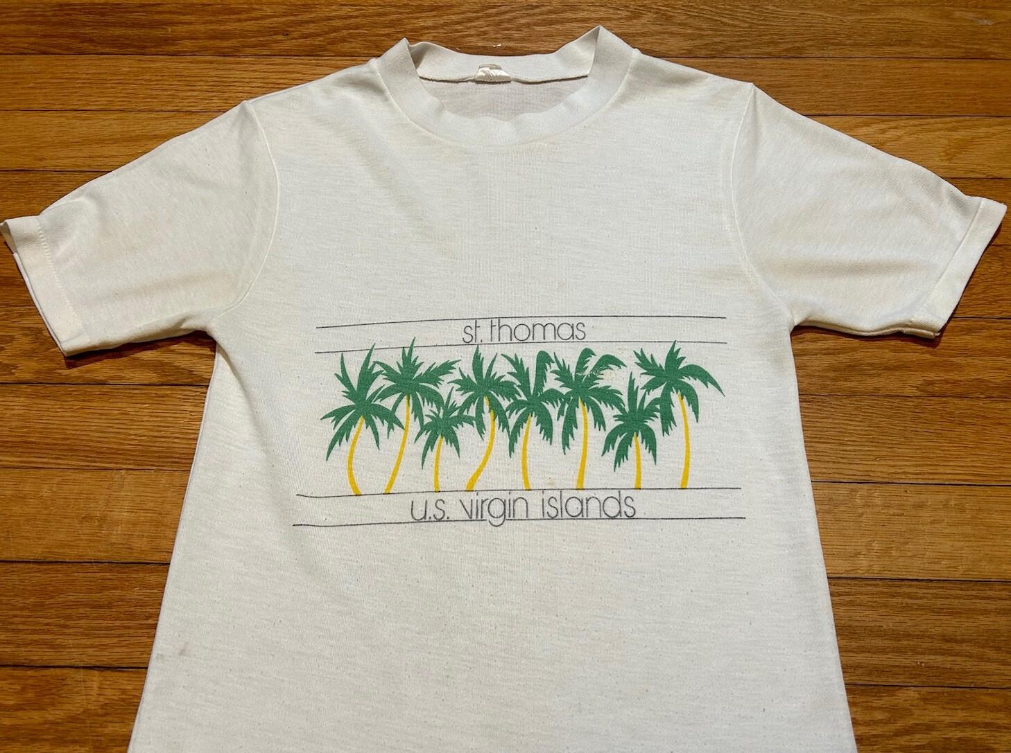 Vtg 80s St. Thomas US Virgin Islands Palm Trees Single Stitch T-Shirt Size M XL