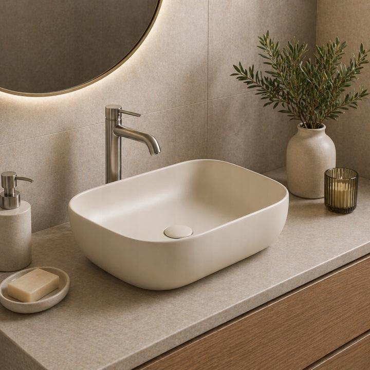 Lusso countertop washbasin 45.5X32.5 CM oval beige matt