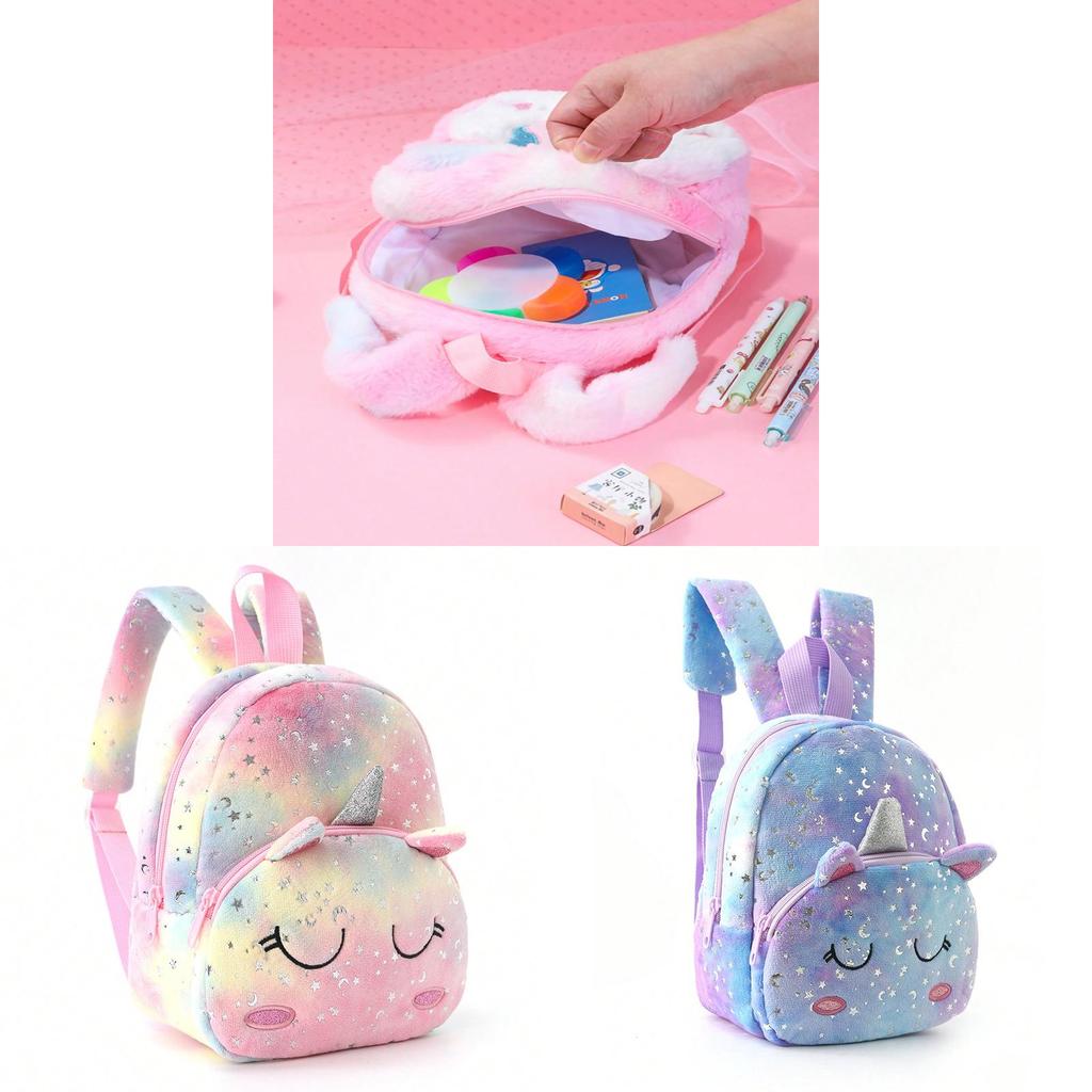 Unicorn Plush Childrens Backpack With Air Cushion Straps For Girls Daily Use