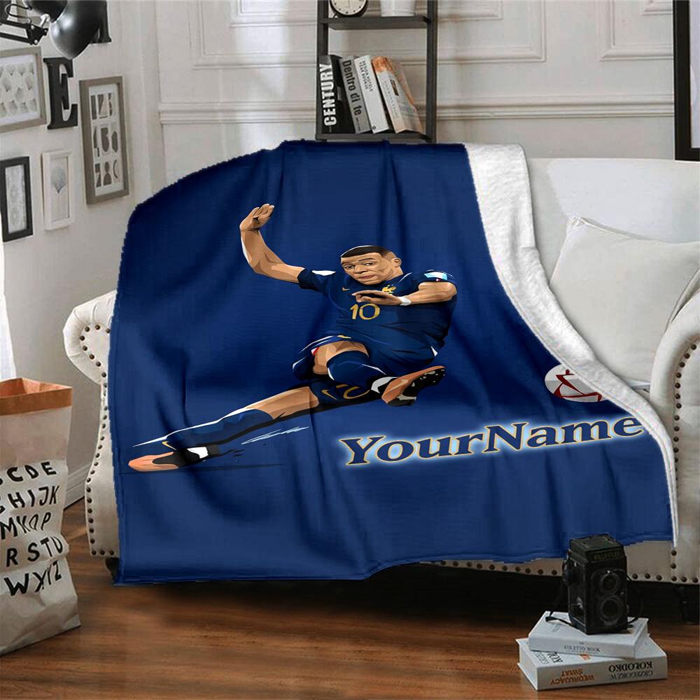 Mbappe Personalized Text Blanket Multi-purpose Customizable Blanket Soft & Cozy Perfect for Home Decor Picnics Seaside Bedding for All Occasions