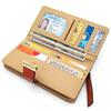 Women's Rose Gold Vegan Leather Leaf Bi-fold Card Coin Holder Long Wallet