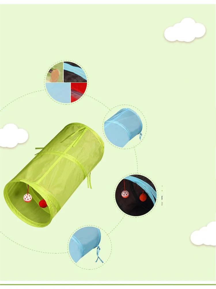Cat Tunnel Toy Funny Pet 2 Holes Play Tubes Balls Collapsible Crinkle Kitten Toys Puppy Ferrets Rabbit Play Dog Tunnel Tubes