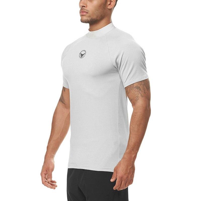 Muscleguys Men's Fitness Bodybuilding Elastic T-shirt Summer Slim Fit Workout Short Sleeve