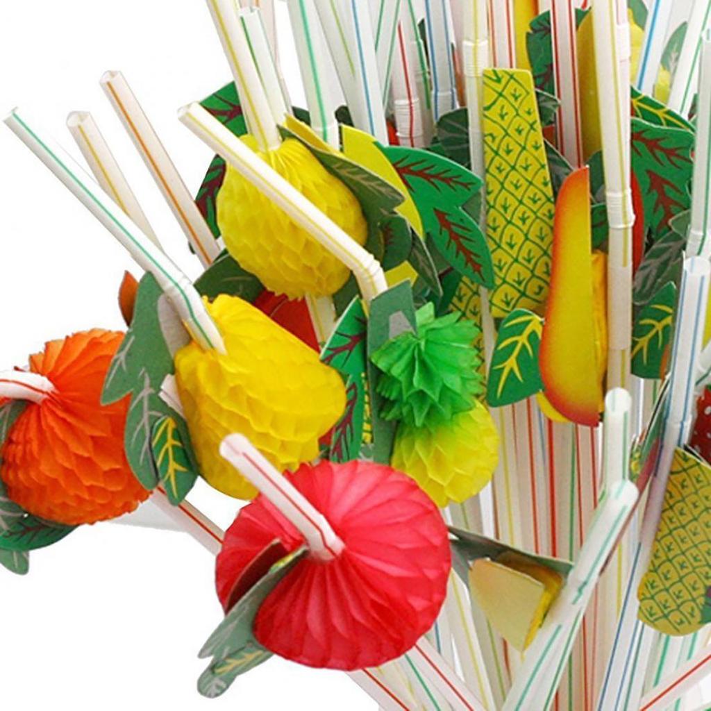 50Pcs Fruit Disposable Drinking Straw Wedding Birthday Party Decoration Favors AVE
