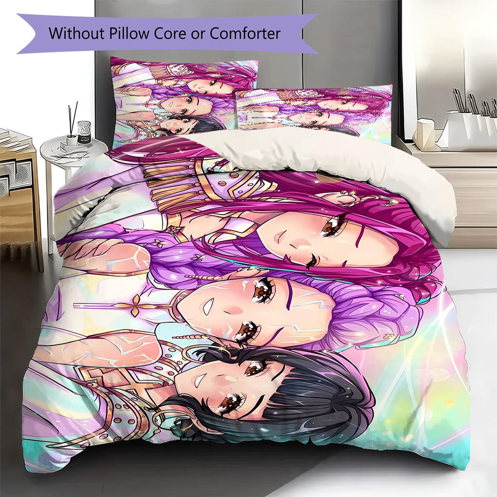 Kpop Dämonenjäger Muster Bettwäsche, Steppbett Set Steppbettbezug Kissenbezug Zuhause Geburtstagsgeschenk (1 Bettbezug + 2 Kissenbezüge, ohne Füllung)