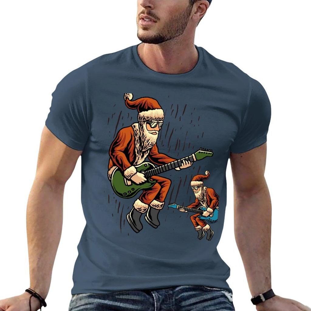 Guitarist Santa Claus Christmas Gift Tshirt Holiday Vacation Tee Shirt