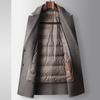 Men's Woolen Coat Autumn and Winter Medium and Long Suit Collar Take-off Goose Down Liner Youth Business Double-sided Woolen Coat Tide