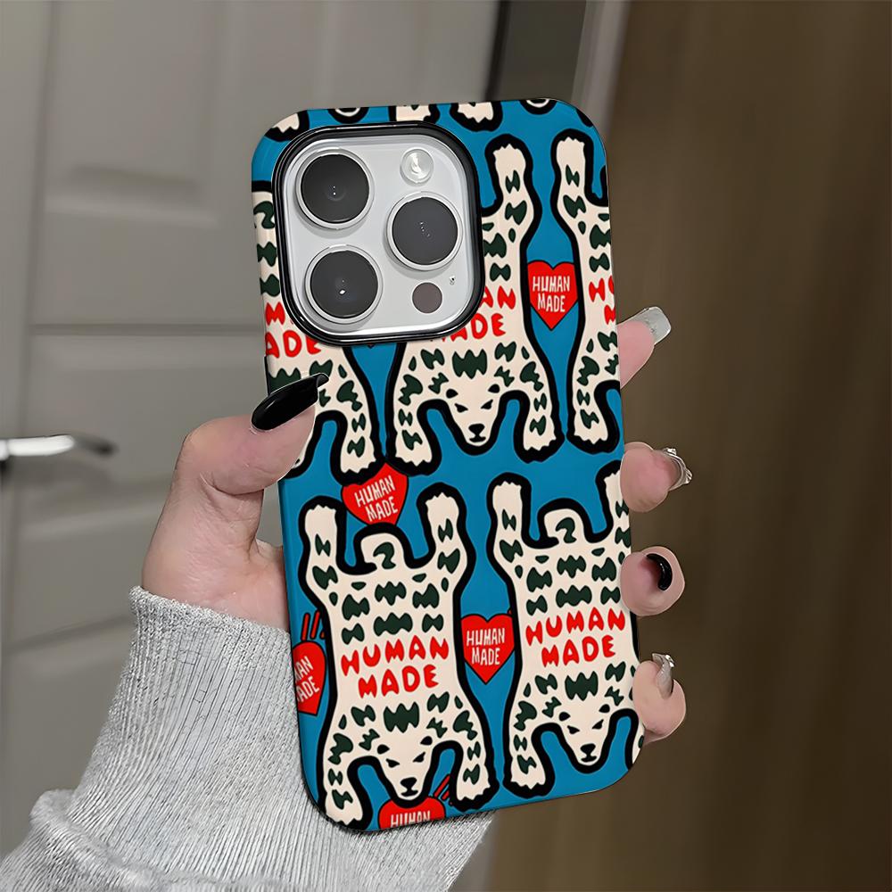 

H-HUMAN M-MADE Phone Case For IPhone 17 Air 16 15 14 Plus 13 12 Mini 11 Pro Max Glossy 2 In 1 Bumper Cover iPhone17
