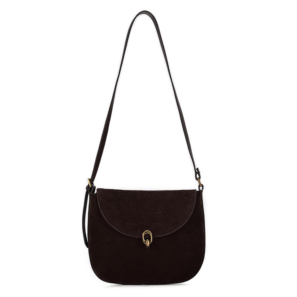 Elegante Borsa a Spalla da Donna in Vera Pelle Scamosciata, Stile Sella, per il Pendolarismo Quotidiano
