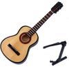 Wooden Mini Guitar Model with Stand Tiny Classical Guitar Figurine Miniature Musical Instrument Ornament Home Office Desktop Decoration