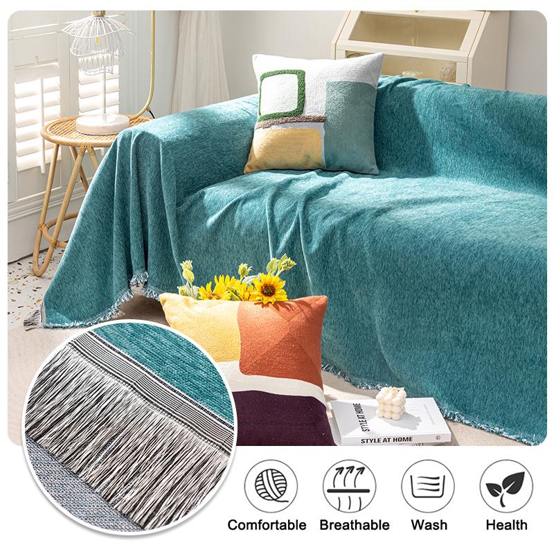 Universal Sofa Towel Solid Fringe Sofa Napkin Summer Camping Blanket Shawl Cloth Full Cover Sofa Cushion Nordic Style Home Hotel