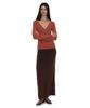 PARTIMENTO WOMEN Pwc Crossover Wrap V-Neck Long Sleeve Top_Brick