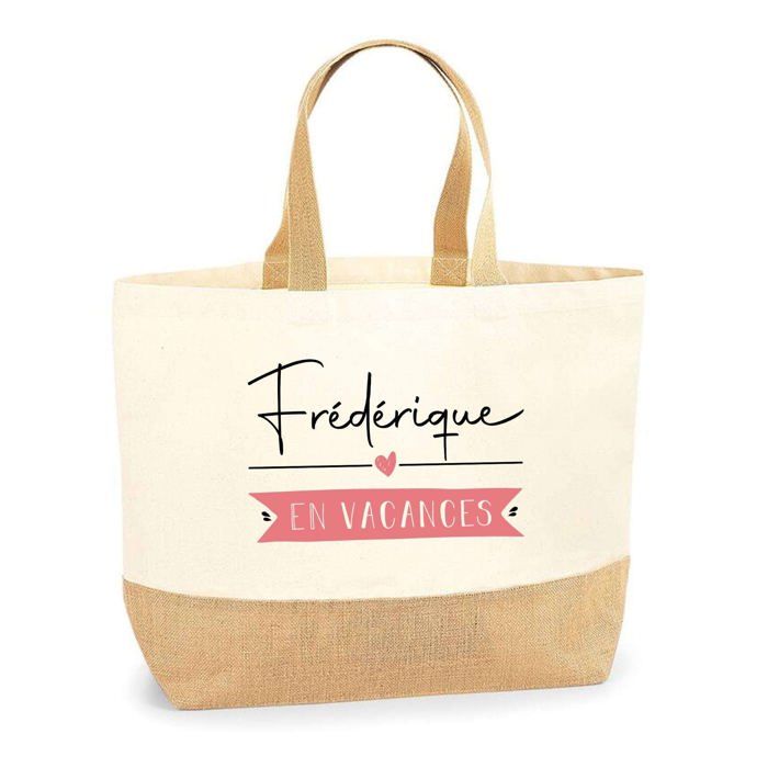 Tote Bag - PLANETEE - Frédérique On Holiday - Natural Jute - Multicolored - Made In France