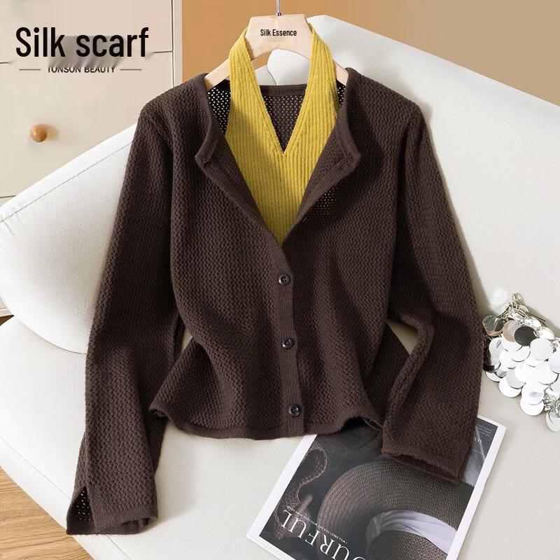 Women s Long-Sleeved Shirt & V-Neck Vest Two-Piece Set S