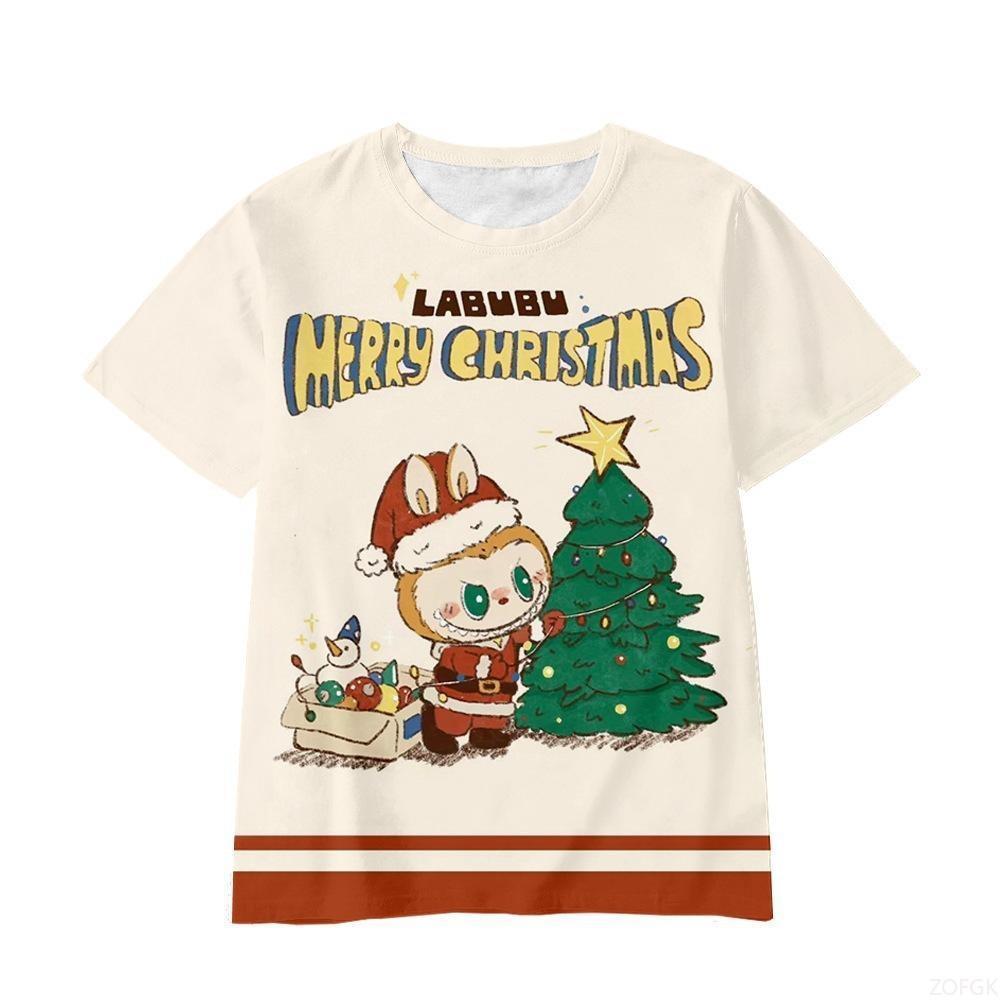 Summer Cute Labubu Cartoon Print Children's T-shirt Boys and Girls' Student Trendy Top