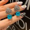 Wind Imitation Paraiba Ring Necklace Stud Earrings Jewelry Set Flower-Shaped Creative Full Diamond Luxury Set 10 * 10